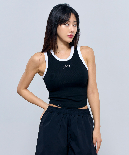 PHYSICAL GARMENTS（フィジカルガーメンツ）の「P5041 配色クロップリブタンク [3COLOR]（Tシャツ/カットソー・レディース・ブラック/ブルー/ホワイト・FREE）」の7枚目の写真