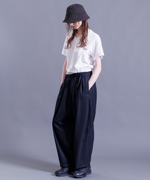 【my beautiful landlet】 SUPER 100's WOOL OXFORD WIDE EASY PANTS