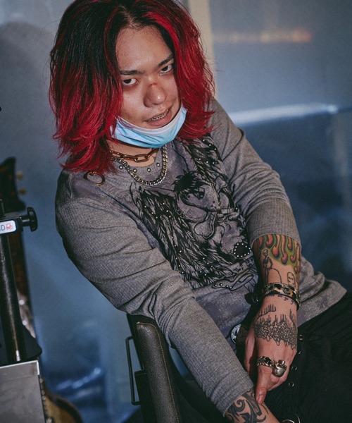 GALFY(ガルフィー)の「【GALFY】あの頃の兄ちゃん SKULL TEE / 【ガルフィー】スカル長袖Tシャツ(Tシャツ/カットソー・メンズ・グレー/ブラック/ホワイト・M/L)」の1枚目の写真