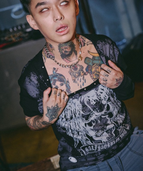 GALFY(ガルフィー)の「【GALFY】あの頃の兄ちゃん SKULL TEE / 【ガルフィー】スカル長袖Tシャツ(Tシャツ/カットソー・メンズ・グレー/ブラック/ホワイト・M/L)」の13枚目の写真