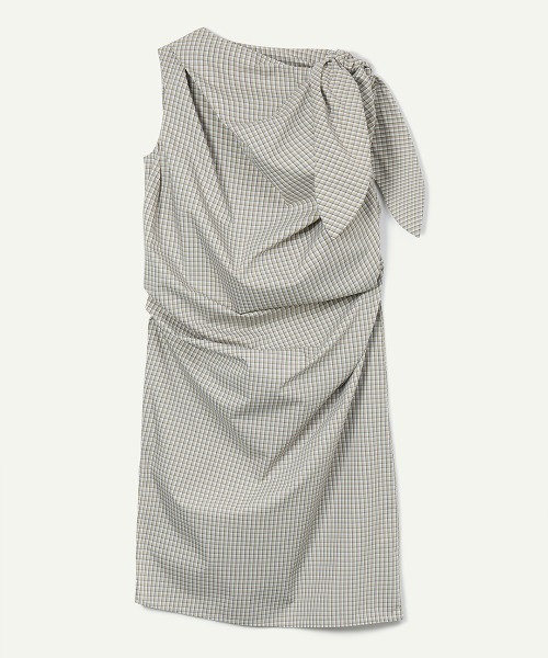 leinwande(ラインヴァンド)の「Tucked Ribbon Dress / タックドリボンドレス(ワンピース・レディース・Beige/LT.Blue・ONE SIZE)」の5枚目の写真