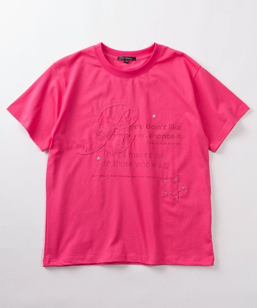 SlashDate(スラッシュデイト)の「【82】Y2K スタッズ ワッペン メッセージプリント クルーネックTシャツ/ユニセックス/レディース/メンズ(Tシャツ/カットソー・レディース・ピンク/アイボリー/ブラック/ブルー・S/L/M)」の13枚目の写真