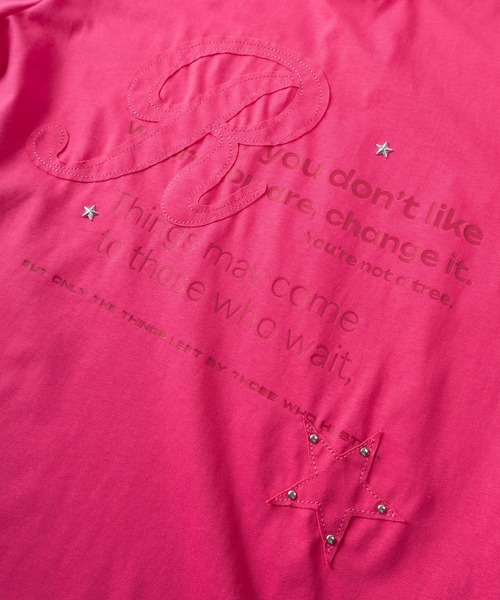 SlashDate(スラッシュデイト)の「【82】Y2K スタッズ ワッペン メッセージプリント クルーネックTシャツ/ユニセックス/レディース/メンズ(Tシャツ/カットソー・レディース・ピンク/アイボリー/ブラック/ブルー・S/L/M)」の11枚目の写真