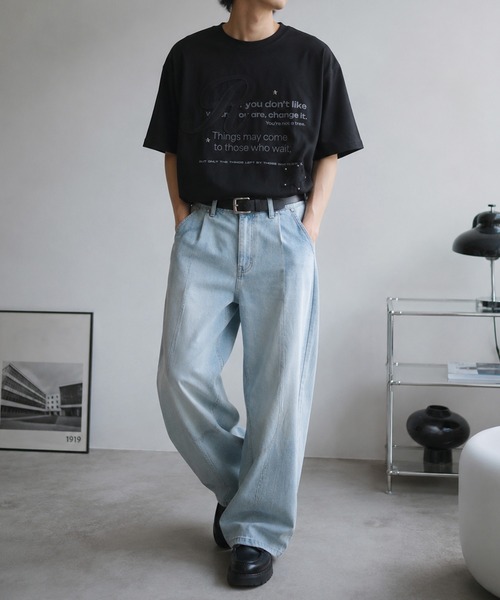 SlashDate（スラッシュデイト）の「【82】Y2K スタッズ ワッペン メッセージプリント クルーネックTシャツ/ユニセックス/レディース/メンズ（Tシャツ/カットソー・レディース・ピンク/アイボリー/ブラック/ブルー・S/L/M）」の15枚目の写真