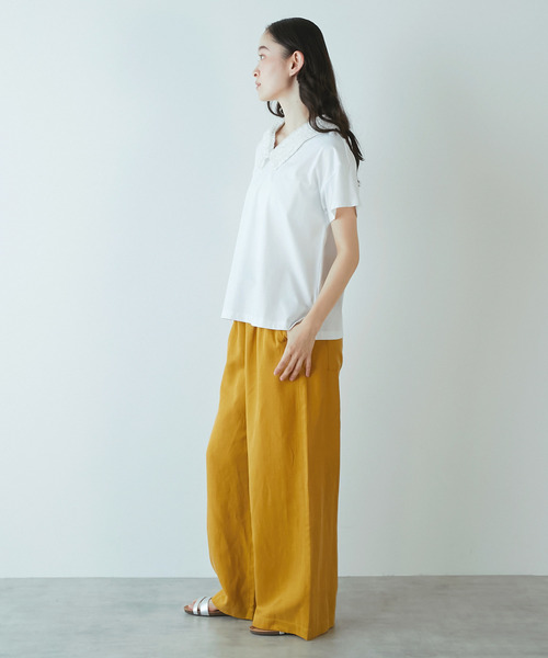 LOGEMENT DE CLAIRE（ロジュモンドクレール）の「《追加》【LOURMARIN】フリルカラープルオーバー（Tシャツ/カットソー・レディース・キャメル/ブラック/オフホワイト・FREE）」の6枚目の写真