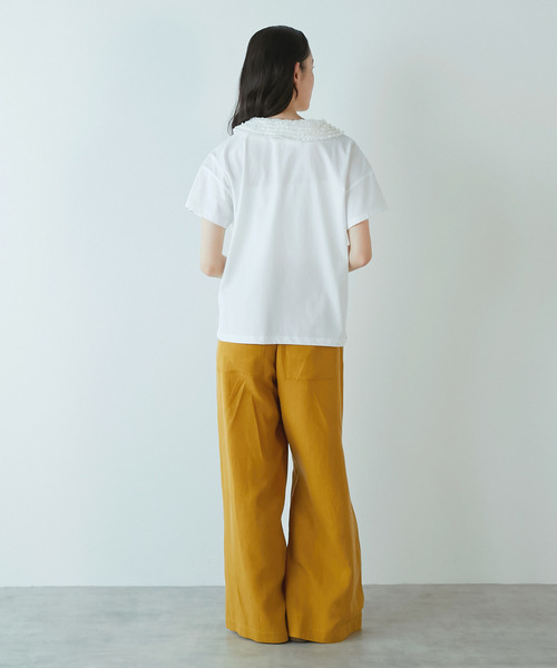 LOGEMENT DE CLAIRE（ロジュモンドクレール）の「《追加》【LOURMARIN】フリルカラープルオーバー（Tシャツ/カットソー・レディース・キャメル/ブラック/オフホワイト・FREE）」の7枚目の写真