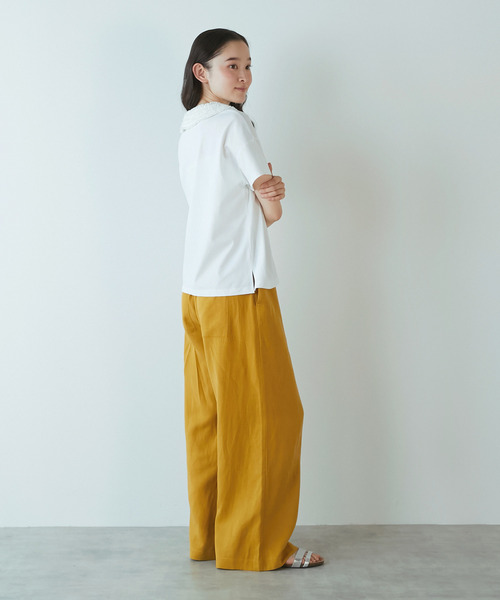 LOGEMENT DE CLAIRE（ロジュモンドクレール）の「《追加》【LOURMARIN】フリルカラープルオーバー（Tシャツ/カットソー・レディース・キャメル/ブラック/オフホワイト・FREE）」の8枚目の写真