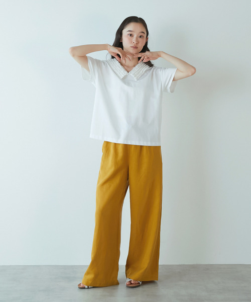 LOGEMENT DE CLAIRE（ロジュモンドクレール）の「《追加》【LOURMARIN】フリルカラープルオーバー（Tシャツ/カットソー・レディース・キャメル/ブラック/オフホワイト・FREE）」の9枚目の写真