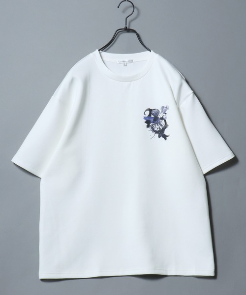 ANPAS(アンパス)の「Cool & Dry Ponte Flower Motif Tee / 〈接触冷感 吸水速乾〉クール&ドライ ポンチフラワーグラフィックTシャツ 半袖 カットソー メンズ レディース ユニセックス(Tシャツ/カットソー・メンズ・ホワイト・M)」の2枚目の写真