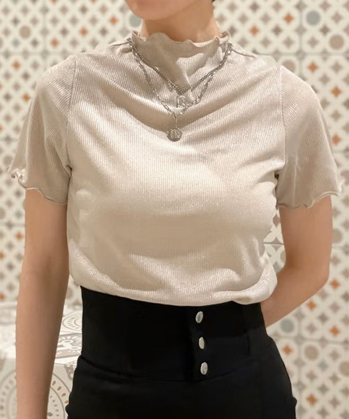 GORGE（ゴージ）の「ラメテレコメロープルオーバー（Tシャツ/カットソー・レディース・ブラック/ベージュ/ピンク・F）」の4枚目の写真