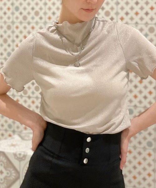 GORGE（ゴージ）の「ラメテレコメロープルオーバー（Tシャツ/カットソー・レディース・ブラック/ベージュ/ピンク・F）」の5枚目の写真
