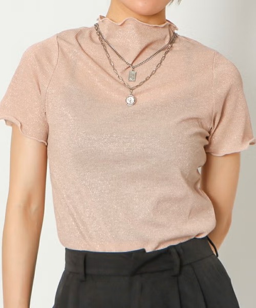 GORGE（ゴージ）の「ラメテレコメロープルオーバー（Tシャツ/カットソー・レディース・ブラック/ベージュ/ピンク・F）」の8枚目の写真