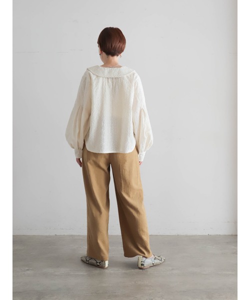 FIL DE FER(フィルデフェール)の「【予約】幾何チェーン刺繍 ショートブラウス(シャツ/ブラウス・レディース・ブラック/キナリ・FREE)」の7枚目の写真