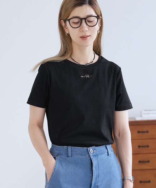 reca（レカ）の「【接触冷感】ワンポイント刺繍ロゴTシャツ（Tシャツ/カットソー・レディース・オフホワイト/ブラック・FREE）」の5枚目の写真