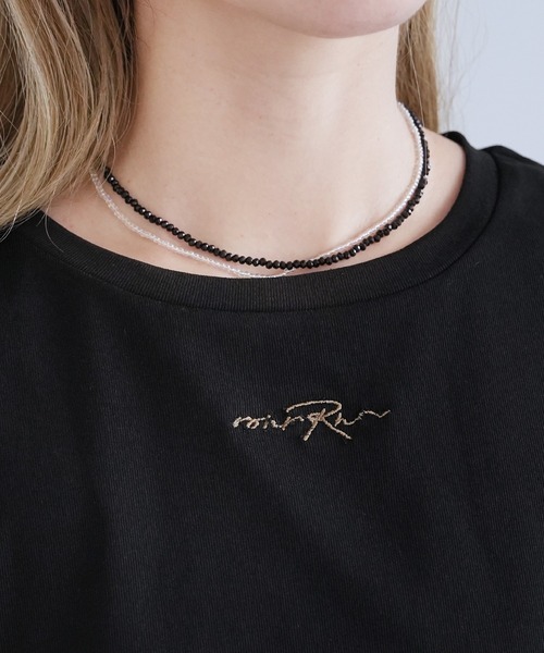 reca（レカ）の「【接触冷感】ワンポイント刺繍ロゴTシャツ（Tシャツ/カットソー・レディース・オフホワイト/ブラック・FREE）」の4枚目の写真