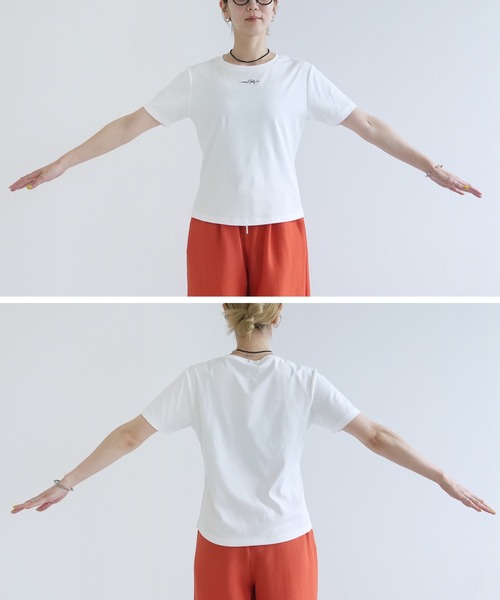 reca（レカ）の「【接触冷感】ワンポイント刺繍ロゴTシャツ（Tシャツ/カットソー・レディース・オフホワイト/ブラック・FREE）」の16枚目の写真