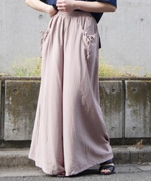 さらっと快適！レーヨン100%デザインポケット ワイドパンツ