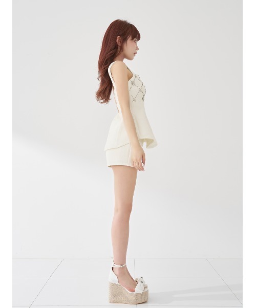 Darich(ダーリッチ)の「キルティングビジューツイードフレアセットアップ(セットアップ・レディース・ピンク/ブラック/サックスブルー/アイボリー・FREE/FL)」の11枚目の写真