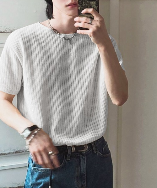 NOWLE（ノウル）の「【NOWLE】透かし編み ドライメッシュ カットオフ Tシャツ（Tシャツ/カットソー・メンズ・ブラック/ホワイト・X-LARGE/LARGE/MEDIUM）」の17枚目の写真