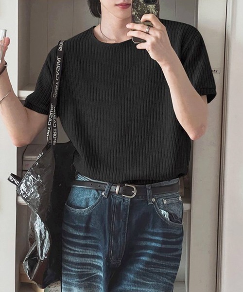 NOWLE（ノウル）の「【NOWLE】透かし編み ドライメッシュ カットオフ Tシャツ（Tシャツ/カットソー・メンズ・ブラック/ホワイト・X-LARGE/LARGE/MEDIUM）」の19枚目の写真