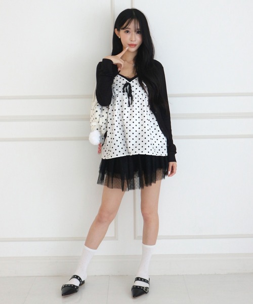 ALLuRing ChaRm（アリュリングチャーム）の「French Girly Dot Ensemble / フレンチガーリードットアンサンブル 2点セット（アンサンブル・レディース・ブラック・FREE）」の9枚目の写真