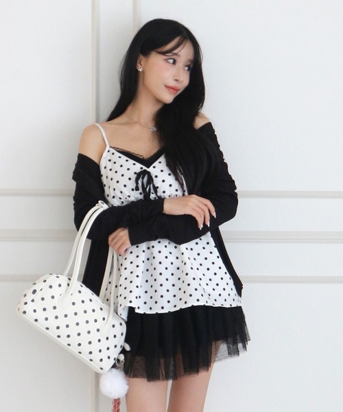 ALLuRing ChaRm（アリュリングチャーム）の「French Girly Dot Ensemble / フレンチガーリードットアンサンブル 2点セット（アンサンブル・レディース・ブラック・FREE）」の3枚目の写真