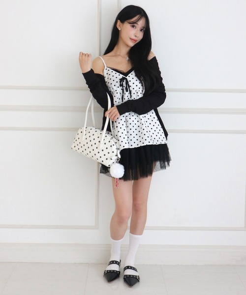 ALLuRing ChaRm（アリュリングチャーム）の「French Girly Dot Ensemble / フレンチガーリードットアンサンブル 2点セット（アンサンブル・レディース・ブラック・FREE）」の10枚目の写真