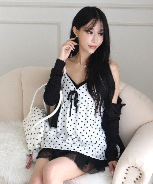 ALLuRing ChaRm（アリュリングチャーム）の「French Girly Dot Ensemble / フレンチガーリードットアンサンブル 2点セット（アンサンブル・レディース・ブラック・FREE）」の12枚目の写真