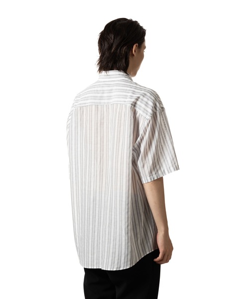 ATTACHMENT（アタッチメント）の「ストライプ レノクロス S/S シャツ / STRIPE LENO CLOTH S/S SHIRT（シャツ/ブラウス・メンズ・ブラック/ホワイト/グレー・1/2/3）」の5枚目の写真