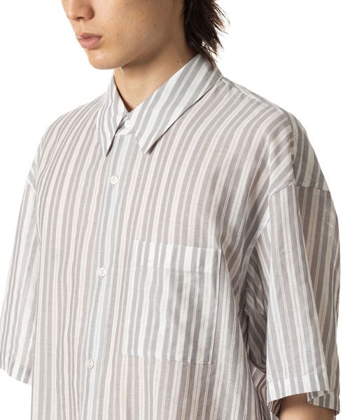 ATTACHMENT（アタッチメント）の「ストライプ レノクロス S/S シャツ / STRIPE LENO CLOTH S/S SHIRT（シャツ/ブラウス・メンズ・ブラック/ホワイト/グレー・1/2/3）」の6枚目の写真