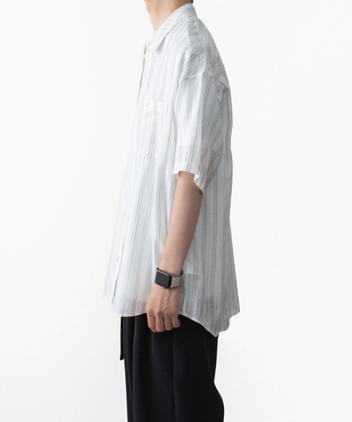 ATTACHMENT(アタッチメント)の「ストライプ レノクロス S/S シャツ / STRIPE LENO CLOTH S/S SHIRT(シャツ/ブラウス・メンズ・ブラック/ホワイト/グレー・1/2/3)」の10枚目の写真