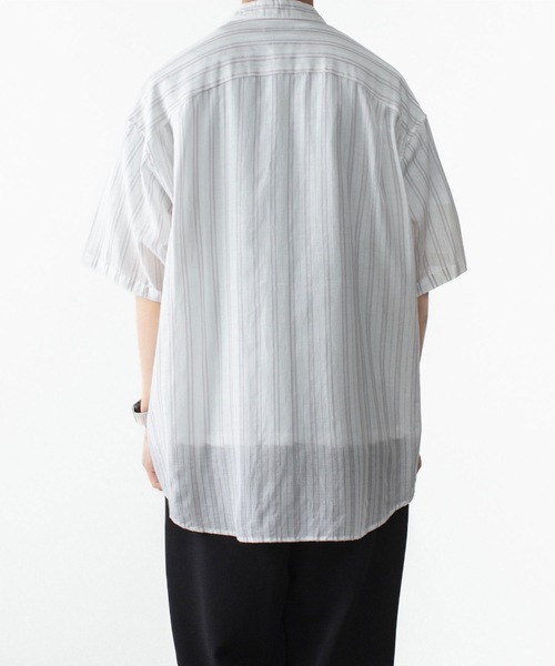 ATTACHMENT(アタッチメント)の「ストライプ レノクロス S/S シャツ / STRIPE LENO CLOTH S/S SHIRT(シャツ/ブラウス・メンズ・ブラック/ホワイト/グレー・1/2/3)」の11枚目の写真