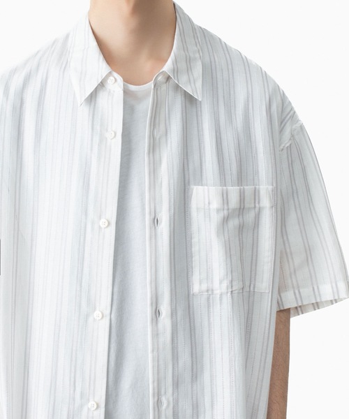ATTACHMENT(アタッチメント)の「ストライプ レノクロス S/S シャツ / STRIPE LENO CLOTH S/S SHIRT(シャツ/ブラウス・メンズ・ブラック/ホワイト/グレー・1/2/3)」の12枚目の写真