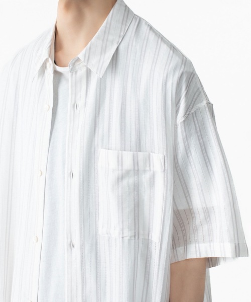 ATTACHMENT(アタッチメント)の「ストライプ レノクロス S/S シャツ / STRIPE LENO CLOTH S/S SHIRT(シャツ/ブラウス・メンズ・ブラック/ホワイト/グレー・1/2/3)」の13枚目の写真