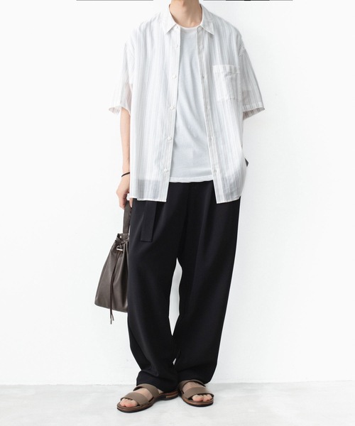 ATTACHMENT(アタッチメント)の「ストライプ レノクロス S/S シャツ / STRIPE LENO CLOTH S/S SHIRT(シャツ/ブラウス・メンズ・ブラック/ホワイト/グレー・1/2/3)」の15枚目の写真