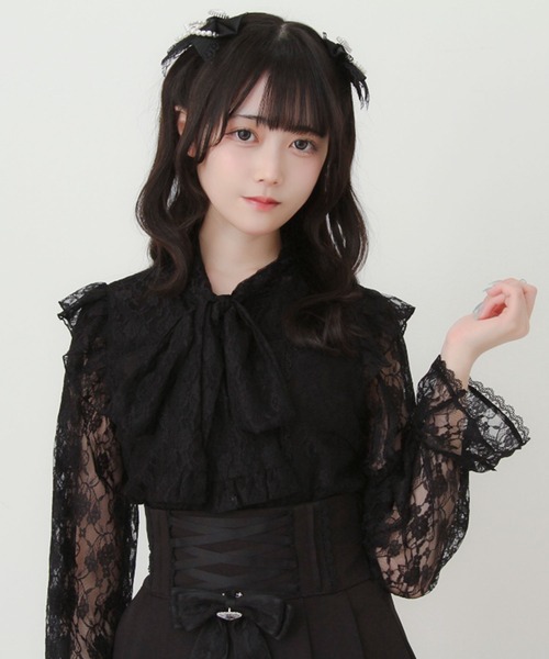 DearMyLove(ディアマイラブ)の「ボウタイリボンフリルレースブラウス(シャツ/ブラウス・レディース・ブラック/ホワイト・3L/LARGE/MEDIUM)」の15枚目の写真
