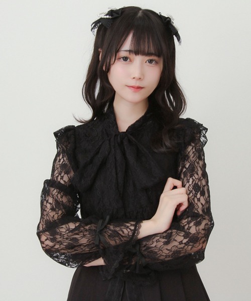 DearMyLove(ディアマイラブ)の「ボウタイリボンフリルレースブラウス(シャツ/ブラウス・レディース・ブラック/ホワイト・3L/LARGE/MEDIUM)」の17枚目の写真