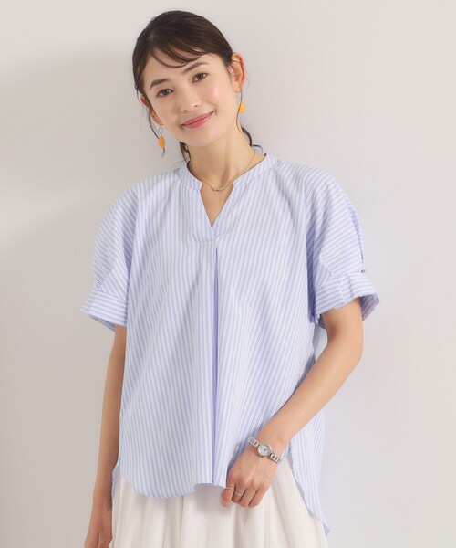 ITS'DEMO(イッツデモ)の「袖タックスキッパーブラウス(シャツ/ブラウス・レディース・ホワイト系5/ブラック系2/サックスブルー系2・00)」の1枚目の写真