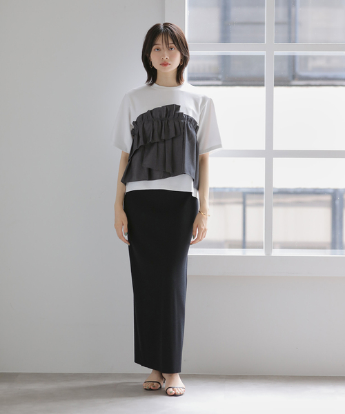 La TOTALITE(ラトータリテ)の「【洗える】ドッキングカットソー(Tシャツ/カットソー・レディース・ブラック/チャコールグレー・FREE)」の17枚目の写真