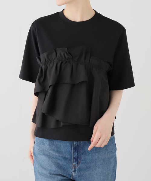 La TOTALITE(ラトータリテ)の「【洗える】ドッキングカットソー(Tシャツ/カットソー・レディース・ブラック/チャコールグレー・FREE)」の7枚目の写真