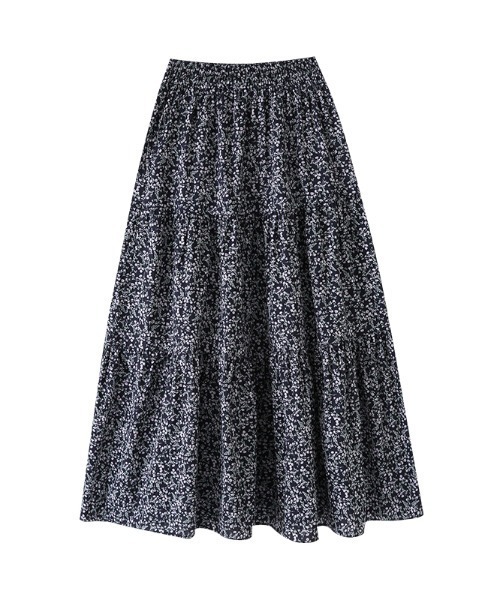 AMAJI(アマジ)の「ウエストゴム 総柄フラワー Aラインスカート(スカート・レディース・ブルー・SMALL/MEDIUM/LARGE/X-LARGE)」の1枚目の写真