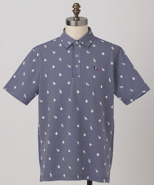 adabat(アダバット)の「【ADABAT NAVY】モノグラムサッカー半袖ポロシャツ(ポロシャツ・メンズ・ブルー系その他/ホワイト系3・46/48/50/52)」の8枚目の写真