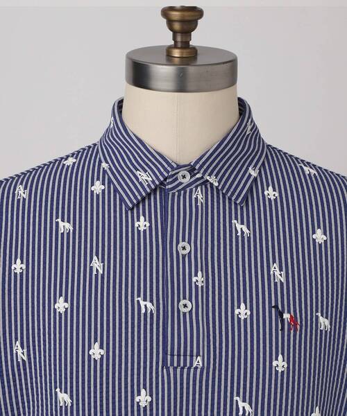 adabat(アダバット)の「【ADABAT NAVY】モノグラムサッカー半袖ポロシャツ(ポロシャツ・メンズ・ブルー系その他/ホワイト系3・46/48/50/52)」の10枚目の写真