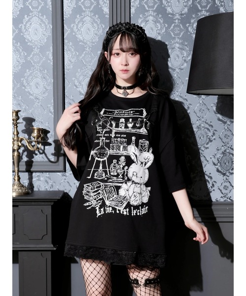 NOEMIE（ノエミー）の「病みうさハーネスバックリボンTシャツ（Tシャツ/カットソー・レディース・ピンク/ブラック・M）」の2枚目の写真
