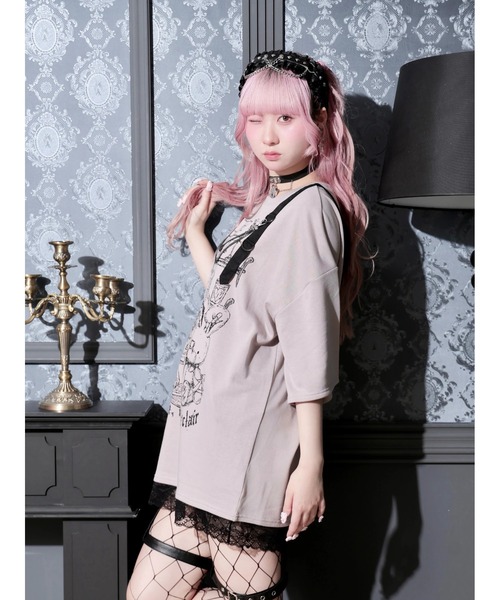 NOEMIE（ノエミー）の「病みうさハーネスバックリボンTシャツ（Tシャツ/カットソー・レディース・ピンク/ブラック・M）」の4枚目の写真