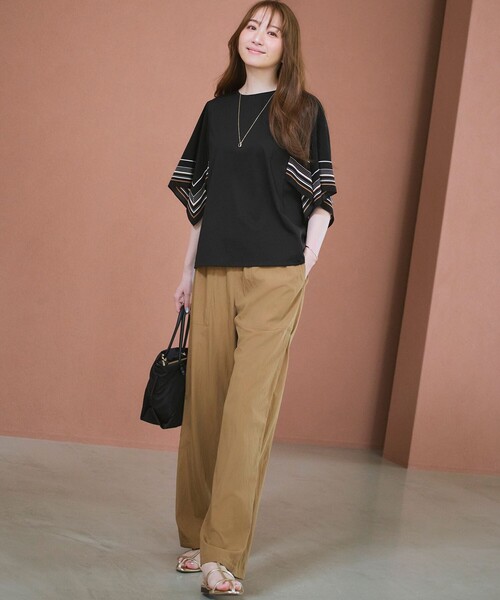 23区 S（ニジュウサンクチイサイサイズ）の「スカーフコンビ デザインスリーブ カットソー（Tシャツ/カットソー・レディース・ブラック系/ダークブラウン系/ホワイト系・32）」の13枚目の写真