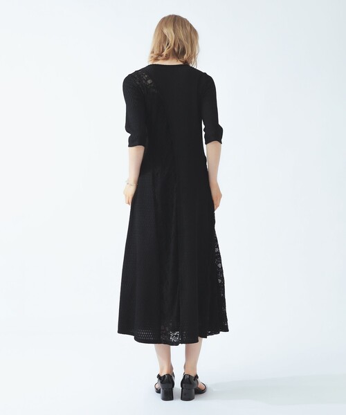 Ray BEAMS(レイビームス)の「レース キリカエ ジャカード ワンピース(ワンピース・レディース・ブラック/アイボリー・ONE SIZE)」の8枚目の写真