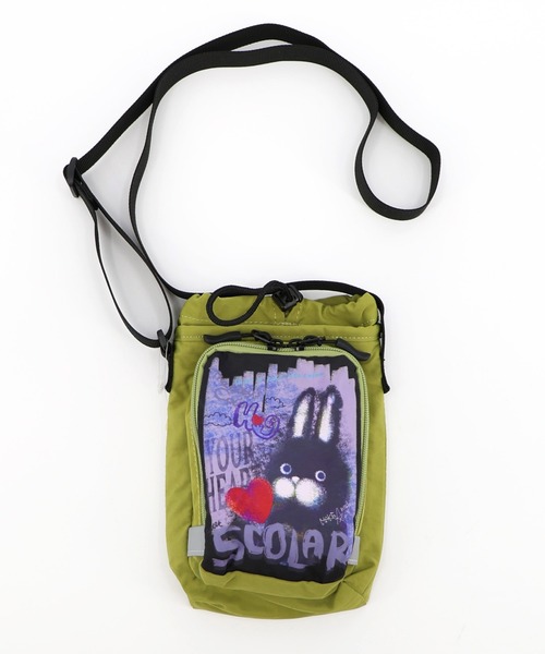 ScoLar（スカラー）の「662448：もこもこラビル柄 保冷・撥水ナイロンボトルホルダー（ショルダーバッグ・レディース・ブラック/ベージュ/グリーン/オレンジ・FREE）」の3枚目の写真