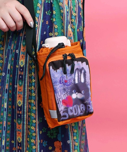 ScoLar（スカラー）の「662448：もこもこラビル柄 保冷・撥水ナイロンボトルホルダー（ショルダーバッグ・レディース・ブラック/ベージュ/グリーン/オレンジ・FREE）」の7枚目の写真