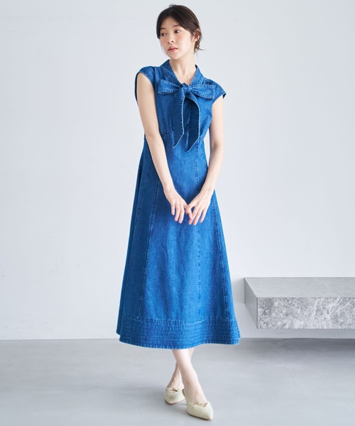 NOELA(ノエラ)の「デニムリボンワンピース(ワンピース・レディース・インディゴブルー/ダークインディゴブルー・S/M)」の10枚目の写真